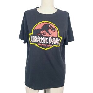 Hot Topic Jurassic Park T-Shirt XL Black Red Dinosaur Graphic Cotton Blend Tee‎